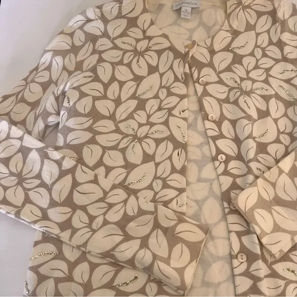 Charter Club cardigan Size small with leaves and sequins - Picture 3 of 3